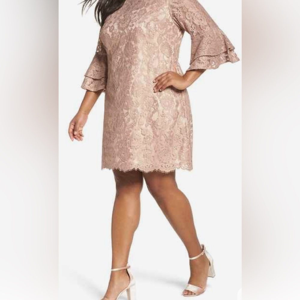 Vince Camuto Ruffle Cuff Lace Dress